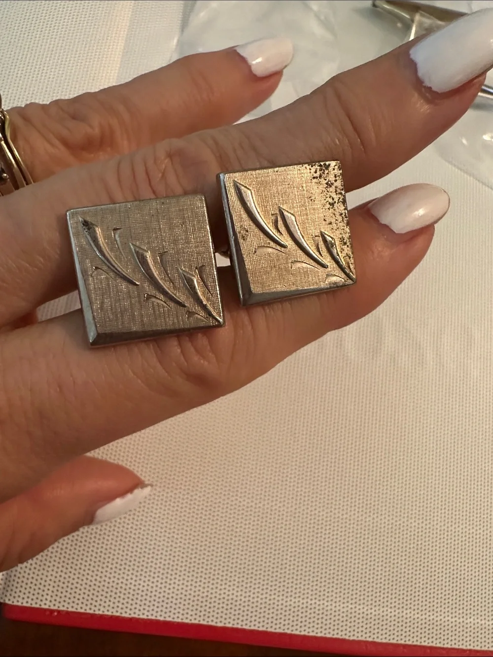 Vintage Swank Gold -Tone Square  Cufflinks with Engraved Detail